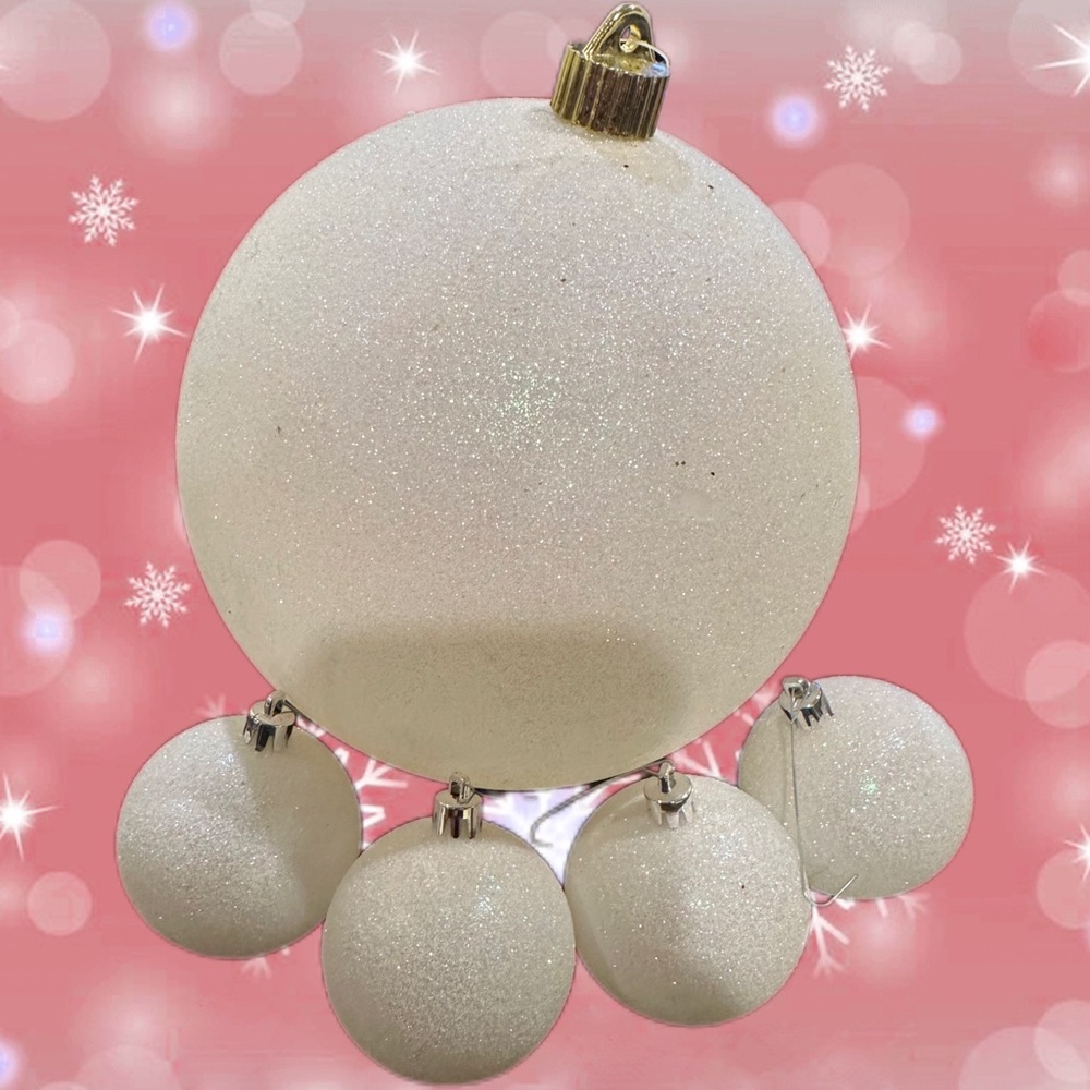 Lot Of 5 Vickerman White Christmas Tree Ornaments 4in And 15in